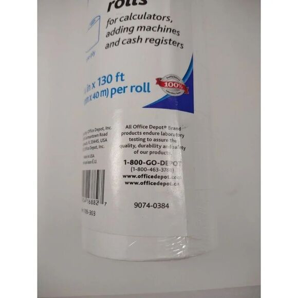 Adding Machine Paper Rolls One-Ply Paper Rolls, 2 1/4" x 130', White, Pack Of 3 - Picture 5 of 9